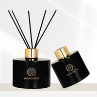 Vide 200ml Rond Plat Forme Noir Diffuseur Conteneurs Reed Diffuseur Parfum Bouteille En Verre