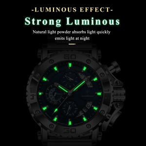 Reloj de Pulsera de Cuarzo de Lujo para Hombre POEDAGAR 892, Reloj con Calendario, Luminoso, Impermeable, Cronógrafo Masculino de Acero Inoxidable - Product Image 5