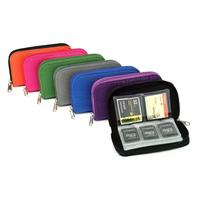 Étui portable en cuir PU et nylon pour 22 cartes (18 SD et 4 CF) avec porte-cartes SIM en PVC pour aiguille