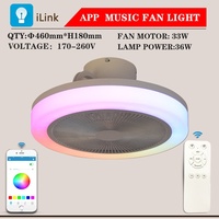 Ventilateur de plafond intelligent avec lumière RGB, télécommande, conversion de fréquence, LED dimmable, pour chambre à coucher