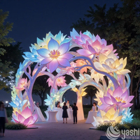 Arche florale LED pour festival, lanterne extérieure étanche en soie pour la décoration de portails événementiels et de sites festifs
