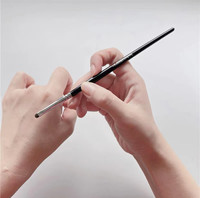 Ensemble de pinceaux de maquillage professionnels SFM personnalisés pour le visage et les yeux - Pinceaux pour fard à paupières, sourcils, teinture et anticernes, poils naturels, 4 pièces