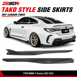 Extensiones de faldones laterales ZESON de fibra de carbono seca estilo TAKD para <span class=keywords><strong>BMW</strong></span> Serie 4 G22 G23 M440i <span class=keywords><strong>430i</strong></span> 420i Coupé 2021+ - Product Image 1