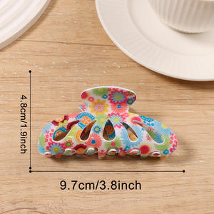 Pinza de Pelo con Estampado Floral para Primavera/Verano, Pinza de Pelo Grande de Acrílico Plástico Colorido, Accesorio para el Cabello - Product Image 4