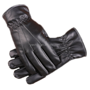 Moufles en cuir à écran tactile pour hommes, mitaines d'hiver chaudes, noires et souples, <span class=keywords><strong>gants</strong></span> à doublure en cachemire - Product Image 4