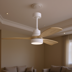 Ventilateur de plafond 48 pouces en bois massif, 3 pales, lumière à intensité variable, télécommande, moteur réversible, usage domestique - Product Image 2