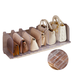 Présentoir de rangement en acrylique pour sacs à main, pour armoire, 6 bases et 8 séparateurs, organisateur gain de place - Product Image 1