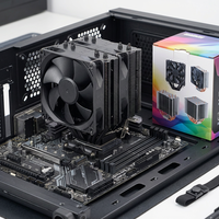 Pendingin CPU Udara Dual Tower 6 Heat Pipe ARGB Hitam (V2) 120mm dengan Bantalan Hidrolik untuk LGA 1150 1151 1155 1200 1700 1851