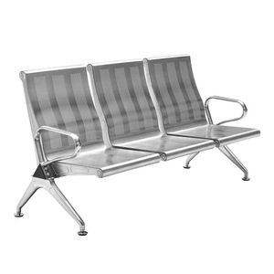 Banco de acero inoxidable Yijiahao de tres plazas con respaldo y reposabrazos para área de espera de aeropuerto - Product Image 1