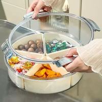 Plateau de service rond multifonctionnel en PP, durable, transparent, avec couvercle rabattable, qualité alimentaire, écologique, pour bonbons et en-cas