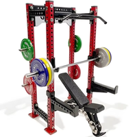 Suministro de fábrica: Mini gimnasio doméstico colorido con rack de potencia, barra de dominadas, banco ajustable, rack Smith compacto y multifuncional