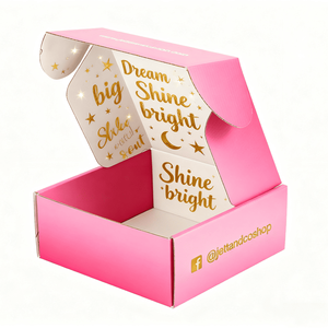 Boîtes en carton ondulé personnalisées, boîte en carton rose imprimée, estampage à chaud, logo personnalisé, emballage cadeau pour cosmétiques, e-commerce, en gros, OEM, ODM - Product Image 1