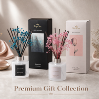 Diffuseur de parfum longue durée en verre avec fleurs préservées, ensemble d'aromathérapie de luxe pour salle de bain, salon, cadeau