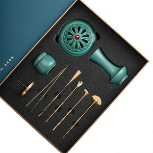 Rock Mountain Home Furnishings – Ensemble de neuf pièces d'encens vert, accessoires d'encens faits à la main, brûleur d'encens en céramique, cuillère et pelle - Product Image 4