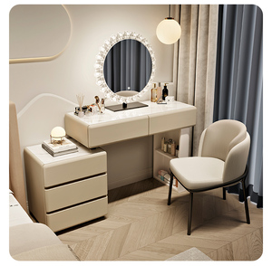 Mesa de Maquillaje y Tocador Moderna de Madera Maciza con Espejo de Pie Móvil para Dormitorio o Apartamento <span class=keywords><strong>Pequeño</strong></span> - Product Image 4
