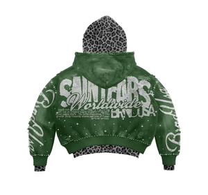Veste vintage pour homme MICHI à double couche avec impression DTG intégrale, motif léopard, coupe ample, effet délavé à l'acide, style streetwear, avec survêtement côtelé haute densité - Product Image 4