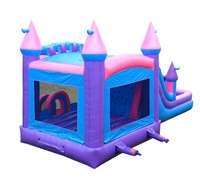 Mega Pink Slide air bouncing rumah Kombo Dengan Kolam tiup kastil pantul dengan perosotan air