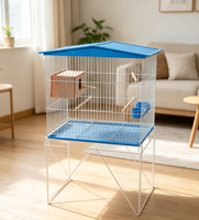 Cage à oiseaux pour l'élevage avec support métallique, nichoir en bois, perchoirs en bois et mangeoires pour perroquets de taille moyenne