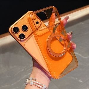 เคสโทรศัพท์แม่เหล็กใสคุณภาพสูงสำหรับ iPhone 18 14 15 16 Pro Max 17Air พร้อมขาตั้งวงแหวนหมุนได้ ป้องกันการกระแทก - Product Image 1