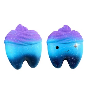 Hot-selling Pu <b>Squishy</b> Cartoon Slow Rebound Starry Sky Teeth Mobile Phone Pendant Squeeze Soft Stress-relieving Toy - Product Image 2