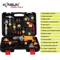 Kit de perceuse à percussion électrique KONSUN 49 pièces - Combo de réparation à domicile avec mallette de transport, ensemble d'outils à main et accessoires |   Personnalisable par l'OEM