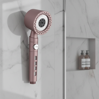 Pommeau de Douche Moderne à Six Modes avec Bouton d'Arrêt d'Eau, Finition Miroir, Économie d'Eau, Installation Facile, Garantie 3 Ans, Salle de Bain