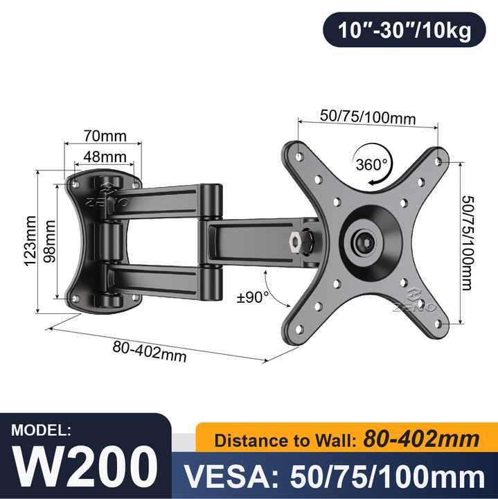Rotation Tv Rack 360° Rotation TV Wall Mount for 10-32 inch TVs 180° Swivel ±15° Tilt ...