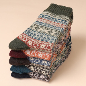 5-10 paires rétro décontracté antibactérien épais équipage chaussettes <span class=keywords><strong>laine</strong></span>/Nylon hommes automne hiver chaud - Product Image 6