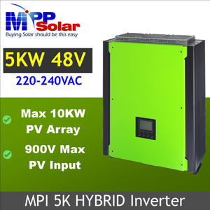 Onduleur hybride MPP Solar MPI 5K PLUS 5000W 230V 48V à onde sinusoïdale pure, certifié VDE, avec entrée PV MPPT 900V 10000W - Product Image 1