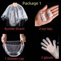 Kit de teinture pour cheveux en plastique jetable, ensemble de 4 pièces comprenant des gants Cape, couvre-oreilles, bonnet de douche pour la coupe et la teinture des cheveux à la maison