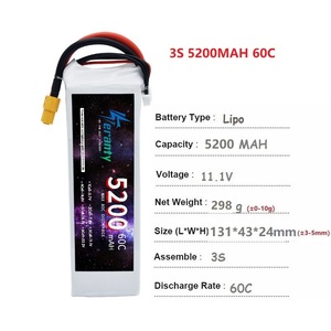 Batería de estado sólido de 11.1V 5200MAH 4S 60C para coche, cuadricóptero, dron, avión RC, barco, juguetes con enchufe XT60/XT90/T - Product Image 2