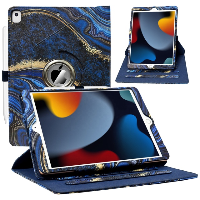 Wholesale Pu Leather Shockproof Smart Tablet Covers for iPad 360 Rotating Flip Case for iPad 10.2 7/8/9th Generation