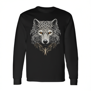 T-shirt à manches longues avec motif Wolf Art Graphic, design Mandala pour les amoureux des animaux - Product Image 2