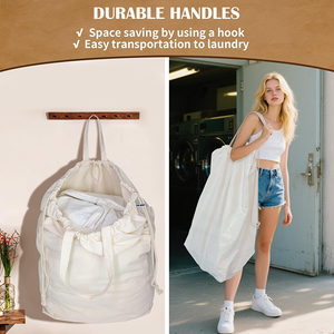 Bolsas de Lavandería de Lona Extra Grandes, Ecológicas y Reciclables, con Cordón y Asas, <span class=keywords><strong>para</strong></span> <span class=keywords><strong>Ropa</strong></span> <span class=keywords><strong>Sucia</strong></span>, Venta al Por Mayor - Product Image 2