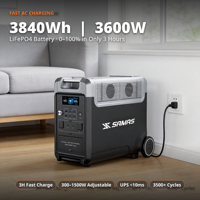 Station d'alimentation portable 3600W, batterie LiFePO4 3840Wh, générateur solaire, entrée solaire 2000W, 15 sorties pour le camping en plein air, la maison et la sauvegarde d'énergie