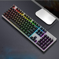Keyboard HP K500y, Gaming berkabel mekanis ukuran penuh, RGB Backlit antarmuka USB Keyboard Metal