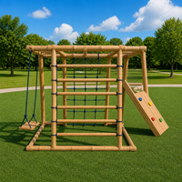 Natural Timber Kids Outdoor Obstacle Course Physical Training Climbing Equipment for Public Park Adventure Camp Wholesale CE