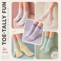 Chaussettes cinq doigts pour enfants de qualité supérieure, en coton peigné 32S, anti-boulochage, avec Lycra extensible doux, tricotées intégralement à la machine sans couture
