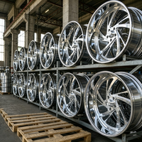 Jantes forgées polies à deux pièces, design multi-rayons découpés, 20-26 pouces, jantes en alliage d'aluminium personnalisées pour camion et lowrider
