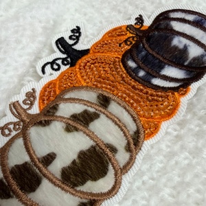 High Precision Pumpkins Graphic Sew on Sequin Embroidery White Full <b>Edge</b> Flat Embroidery Patches for Clothing Sweater Bags - Product Image 2