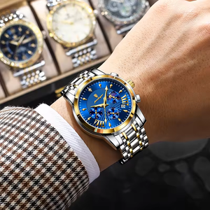 นาฬิกาควอตซ์อัลลอยด์สแตนเลสสำหรับผู้ชายนาฬิกาโครโนกราฟกันน้ำสำหรับธุรกิจแฟชั่นหรูหรา813 - Product Image 5