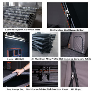 Grande spazio durevole in alluminio campeggio 4x4 tetto tenda impermeabile a guscio duro per auto tenda con interfaccia USB a forma di T - Product Image 5