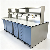 Meubles de laboratoire modulaires entièrement en acier, bancs de travail en îlot pour la chimie, la physique et la biotechnologie, tables murales de laboratoire avec support pour réactifs