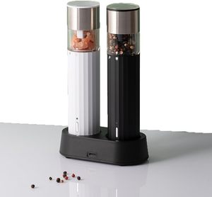 Nouvel ensemble moulin à poivre électrique rechargeable avec support et lumière LED réglable, pour sel et poivre - Product Image 1