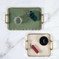Plateau de service alimentaire en plastique écologique avec poignées Plateau de table basse décoratif pour la maison Assiette gravée Plat pour la fête