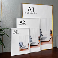 Cadre photo en aluminium avec plexiglas doré, design simple, chargement frontal, horizontal et vertical, multicolore