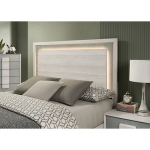 Nouveau produit : Cadre de lit contemporain Queen avec tête de lit bicolore et éclairage LED, lit plateforme pour maison moderne - Product Image 6