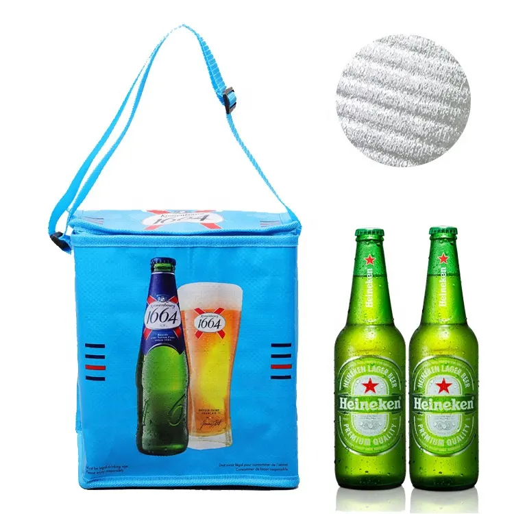 Sacola de gelo com alça de 30l para garrafa de cerveja, sacola de praia com isolamento de ombro, refrigerador azul reutilizável