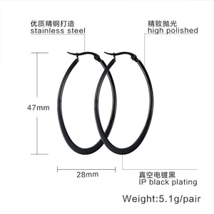 Hoop Earrings <b>Black</b> <b>Polished</b> Stainless Steel Fashion 2019 Women XR Jewelry Round Claw Setting Large Coloured Xrej11b CN;GUA - Product Image 2