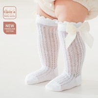 Chaussettes longues pour bébés en coton 100% ultra-fines, respirantes, tricotées, à nœud, pour nouveau-nés, été